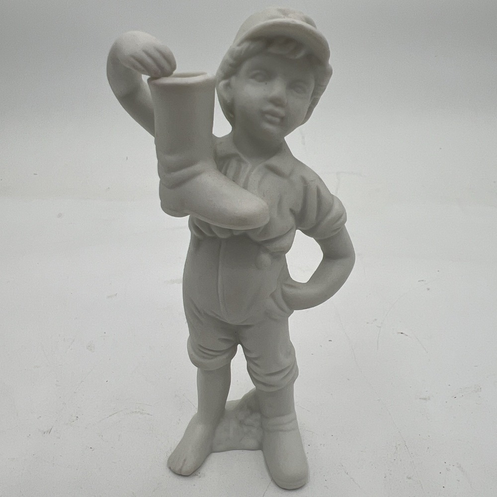 Vintage Porcelain Boy Holding Boot Figurine Japan Collection Decor